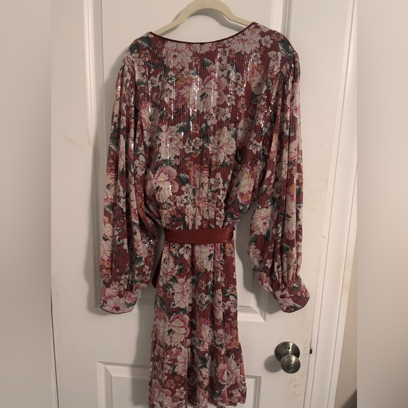 Lauren Conrad Pink Floral Sequin Wrap Dress (1XL) - Picture 4 of 4